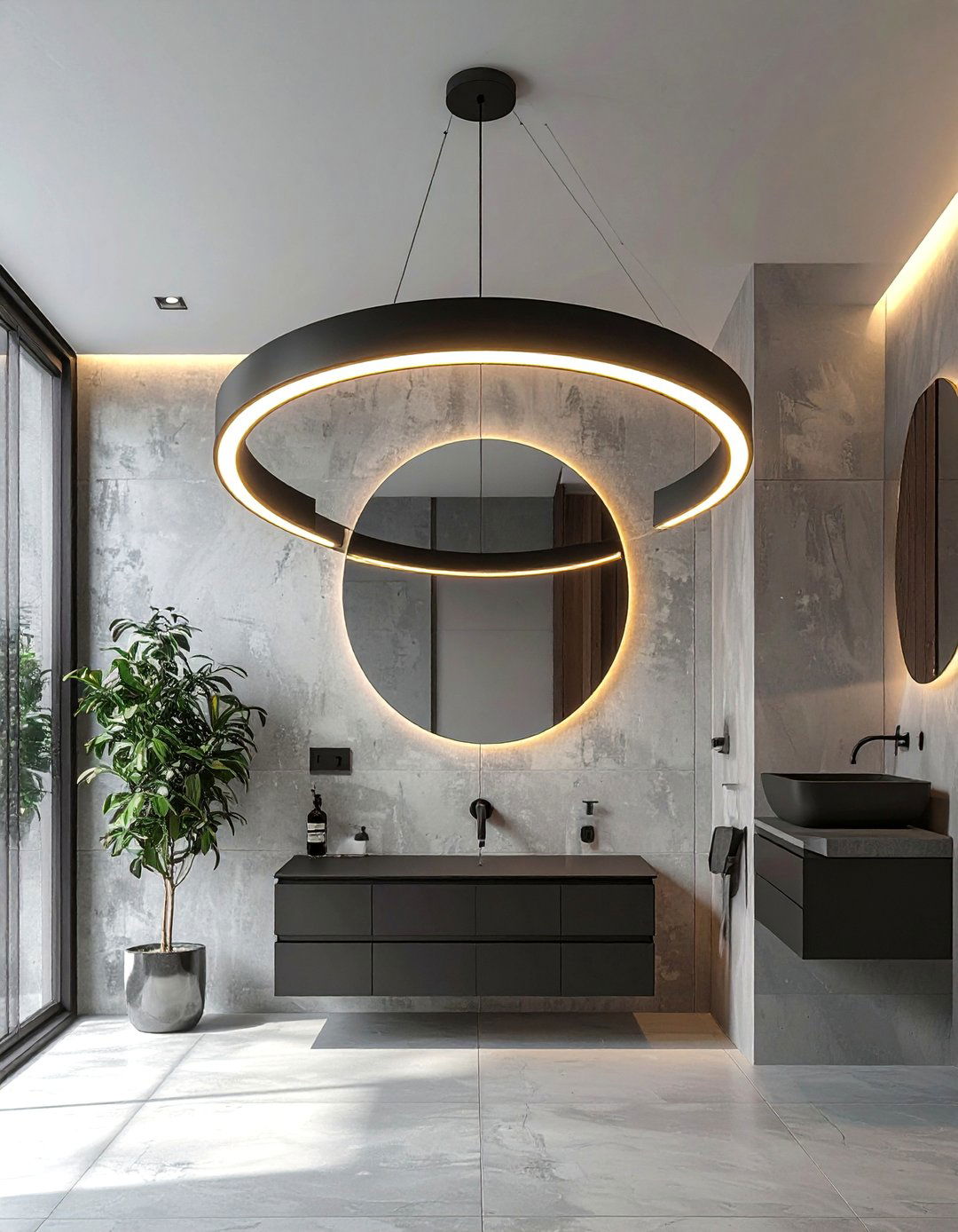 Minimalist Ring LED Bathroom Chandelier - 20 Bathroom Chandelier Ideas for a Luxurious Touch