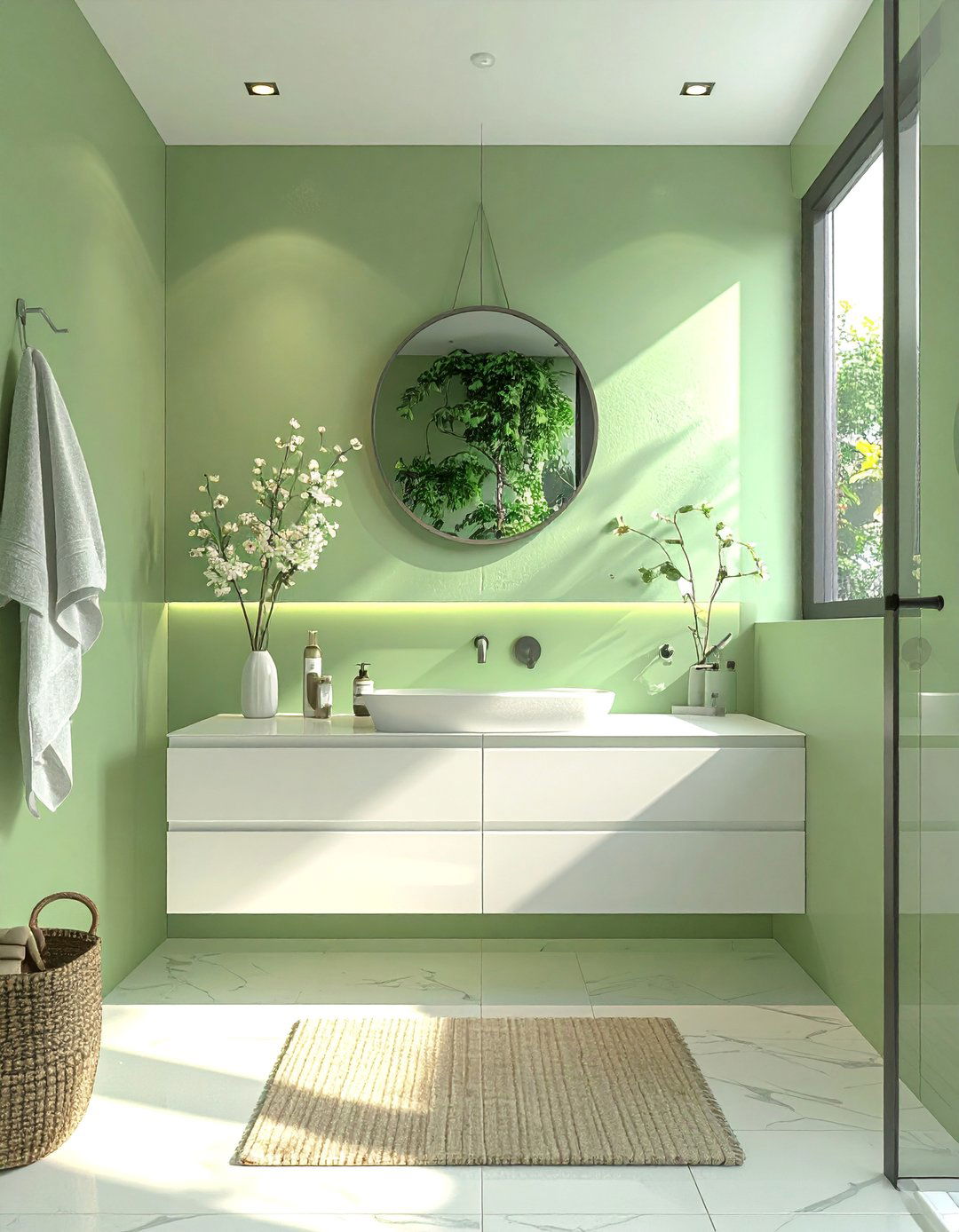 Minimalist Small Light Green Bathroom - 20 Small Green Bathroom Ideas for a Fresh Look
