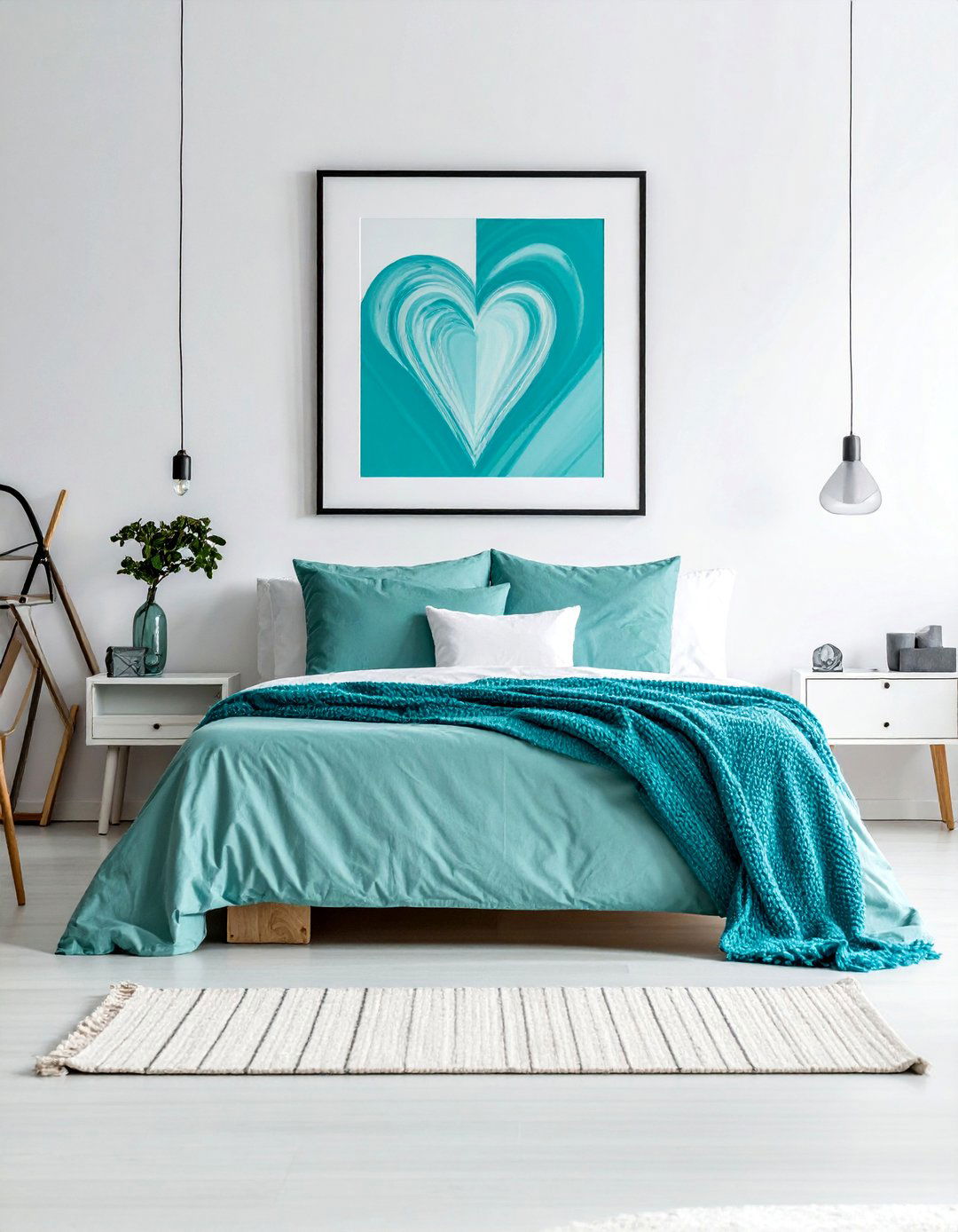 Minimalist Turquoise Bedroom with Subtle Pops - 15 Stunning Turquoise Bedroom Ideas for a Fresh Look