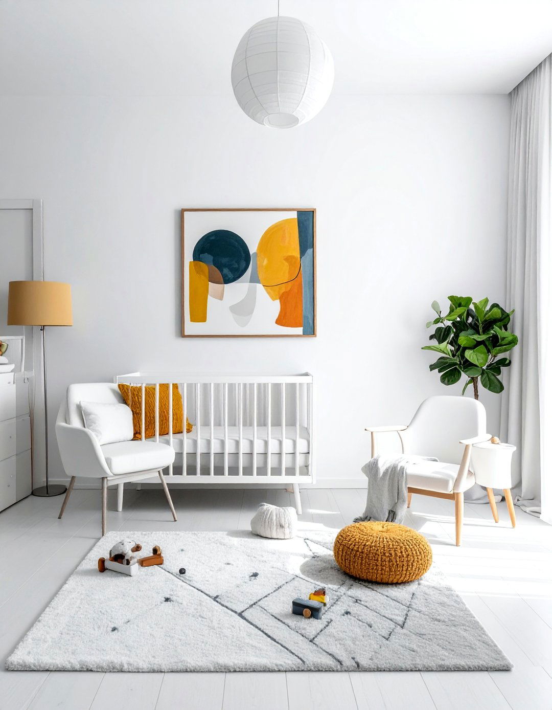 Minimalist White Nursery Design - 15 White Nursery Ideas for a Calm and Serene Space