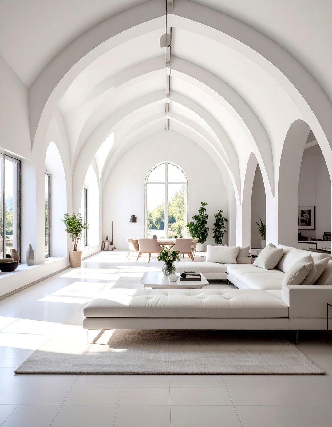 Minimalist White on White Vaulted Ceiling - 40 Vaulted Ceiling Ideas for a Spacious Look
