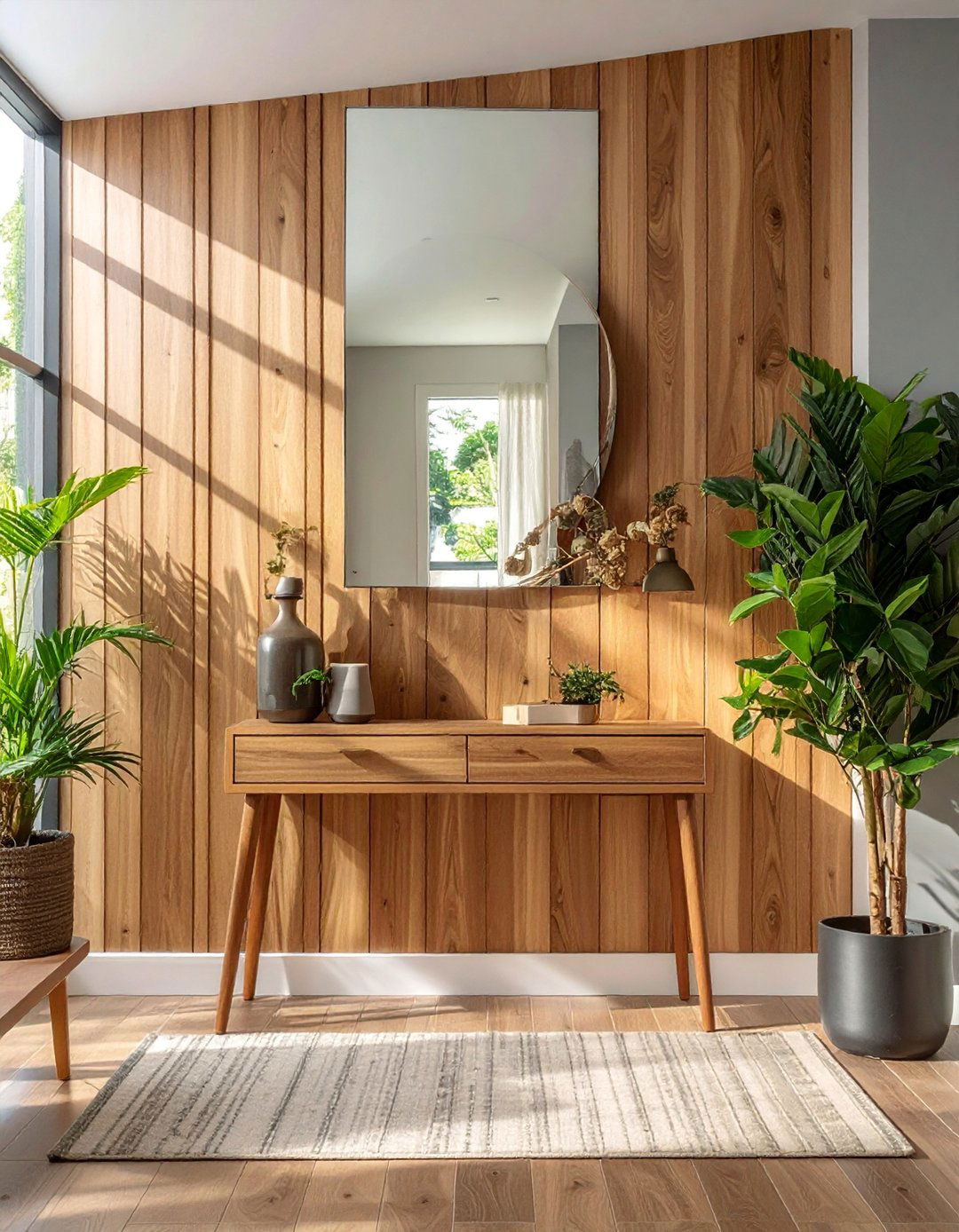 Mirror Backed Wood Slat Accent Wall - 40 Wood Slat Accent Wall Ideas for Your Home