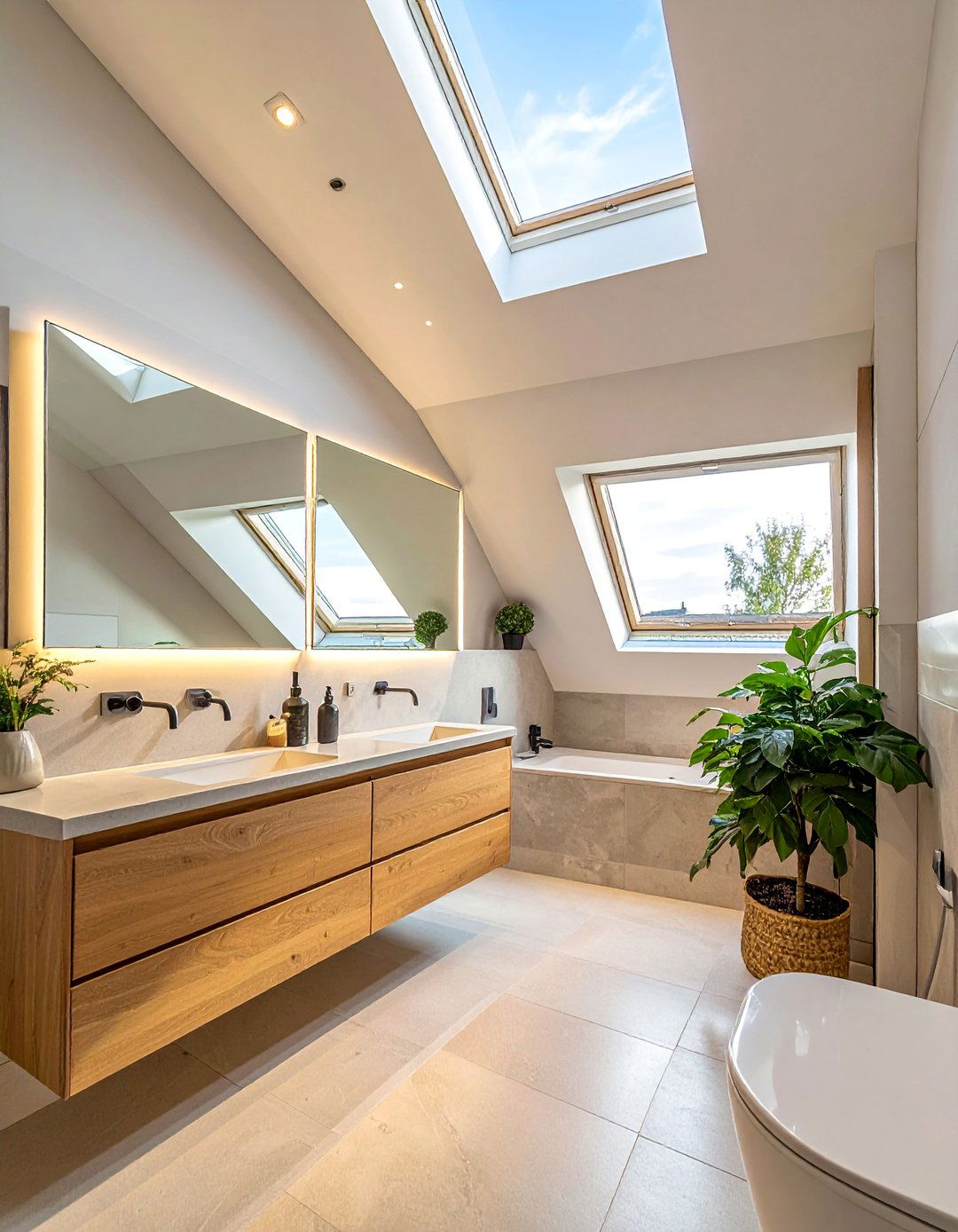 Mirror Multiplication Magic - 15 Creative Sloped Ceiling Attic Bathroom Ideas