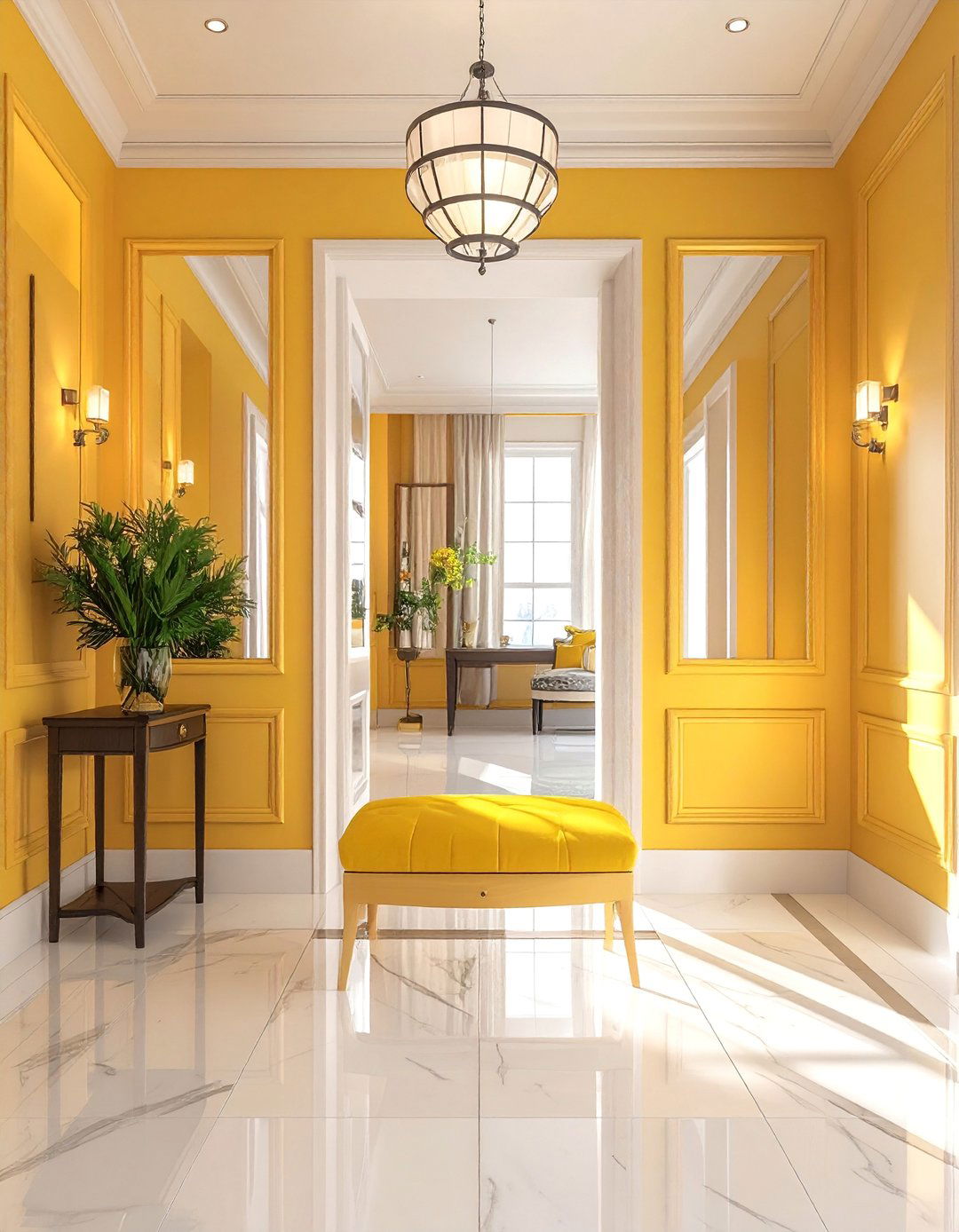 Mirrored Panel Wainscoting - 25 Wainscoting Entryway Ideas to Elevate Your Home