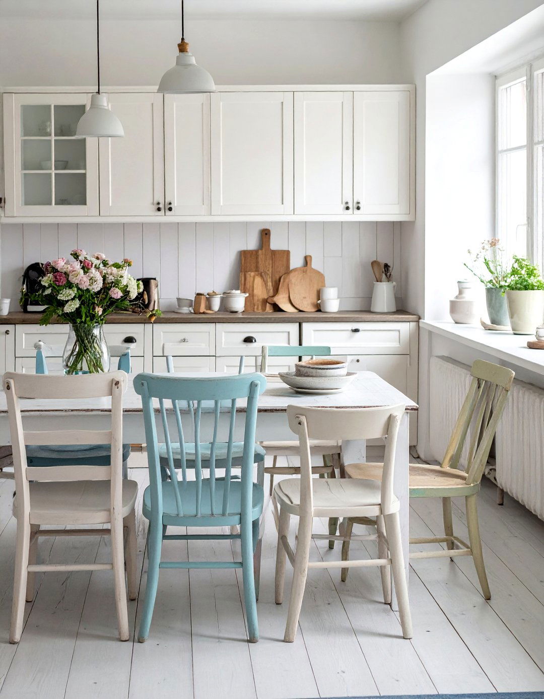 Mismatched Chairs for a Shabby Chic Kitchen Table - 15 Charming Shabby Chic Kitchen Ideas for Vintage Style