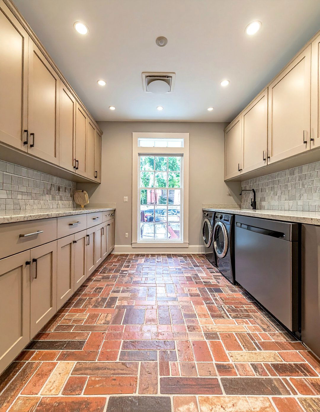 Mixed Color Brick Floor Laundry Room - 15 Brick Floor Laundry Room Ideas for a Rustic Charm