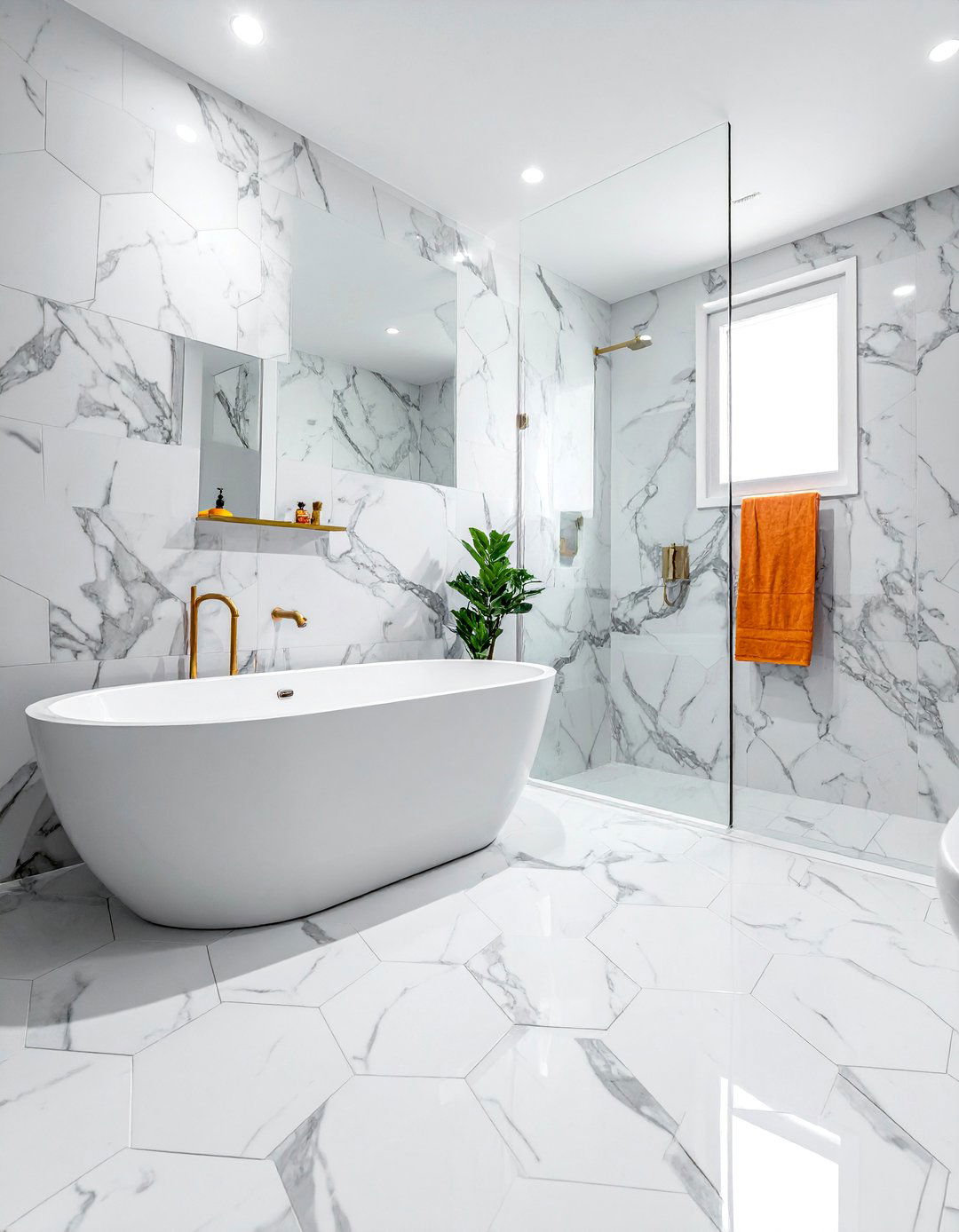 Mixed Marble Pattern Design - 20 Luxury Marble Bathroom Ideas for a Spa-Like Retreat