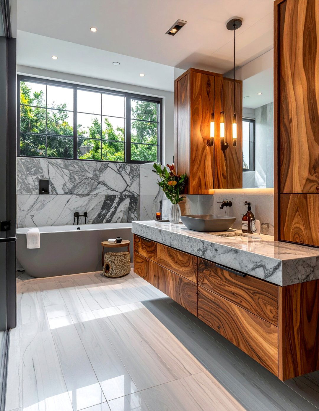 Mixed Material Bathroom Countertops - 20 Bathroom Countertop Ideas for a Functional and Stylish Space