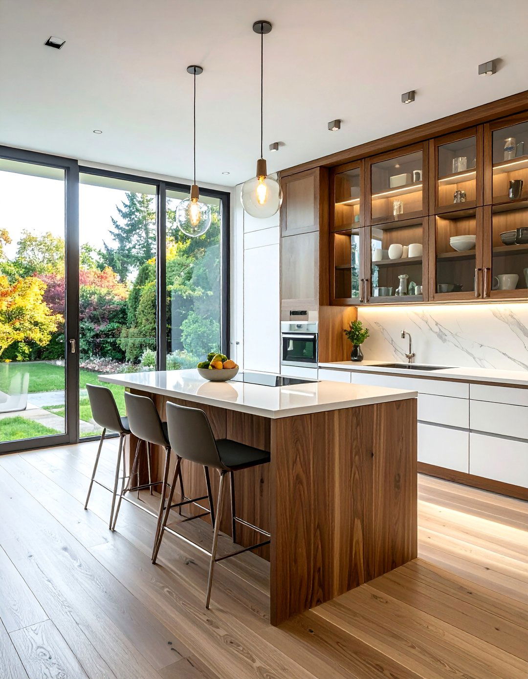 Mixed Material Glass Kitchen Cabinets - 20 Modern Style Glass Kitchen Cabinets for a Sleek Look