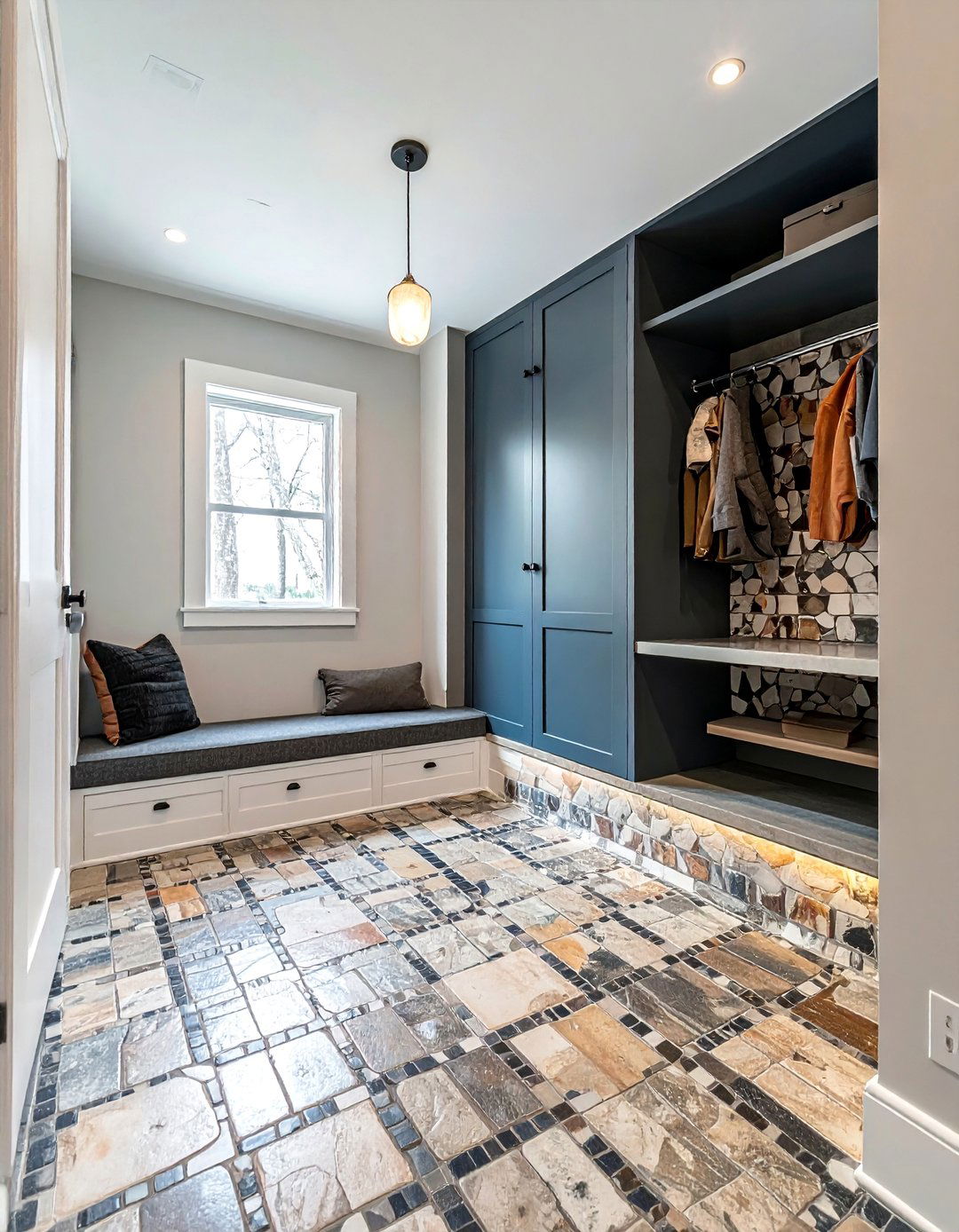 Mixed Material Mosaic Designs - 15 Mudroom Tile Floor Ideas for Durability & Style