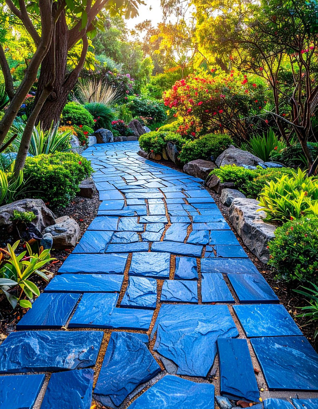 Mixed Pattern Bluestone Walkway - 15 Bluestone Walkway Ideas for a Stunning Garden Path