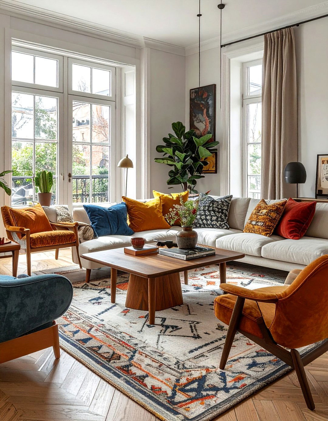 Mixed Seating Eclectic Style - 25 Functional Living Room Layout Ideas