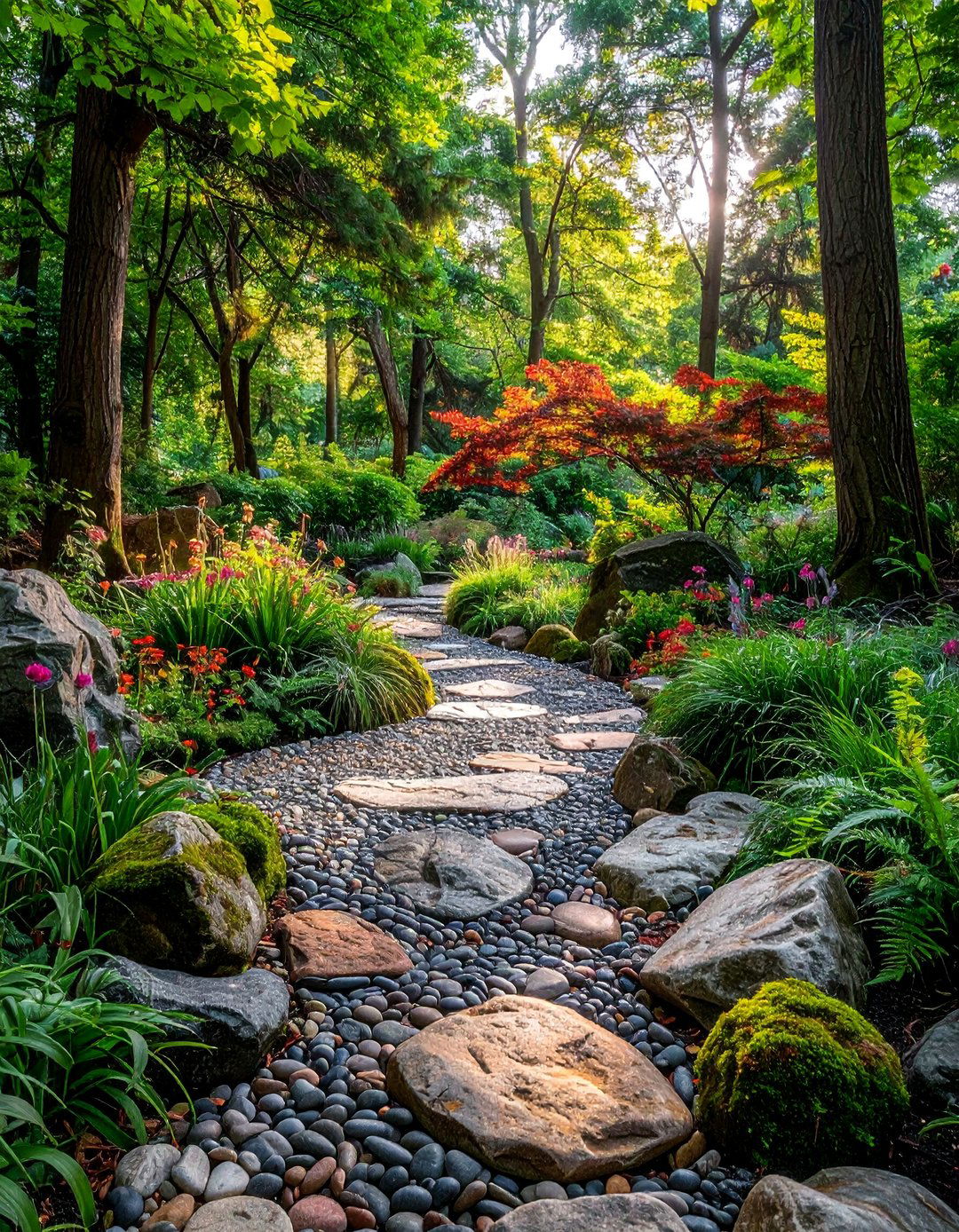 Mixed Stone Mosaic Design - 20 Woodland Garden Path Ideas for a Natural and Serene Look