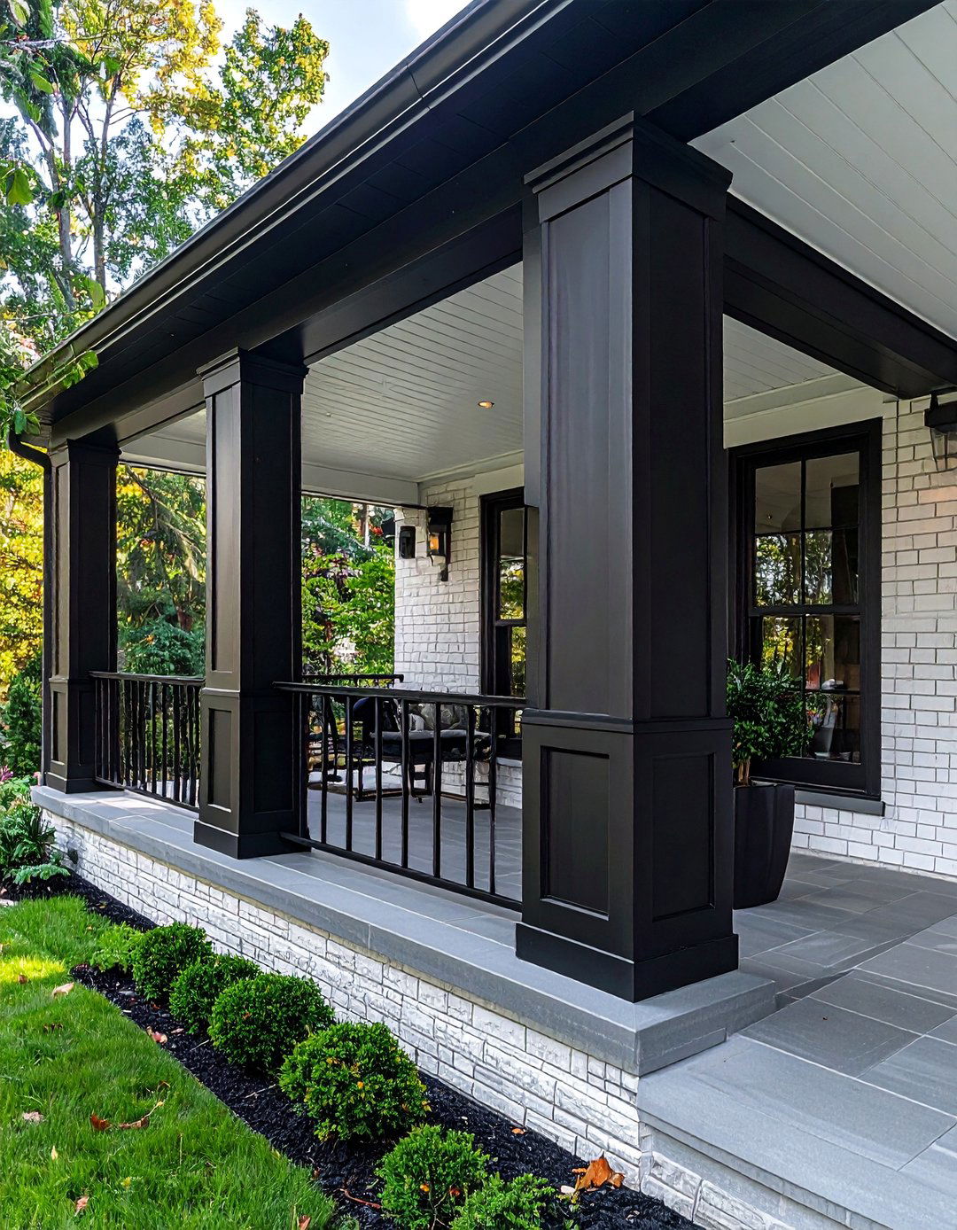 Modern Black Porch Columns - 15 Black Porch Ideas to Elevate Your Outdoor Space