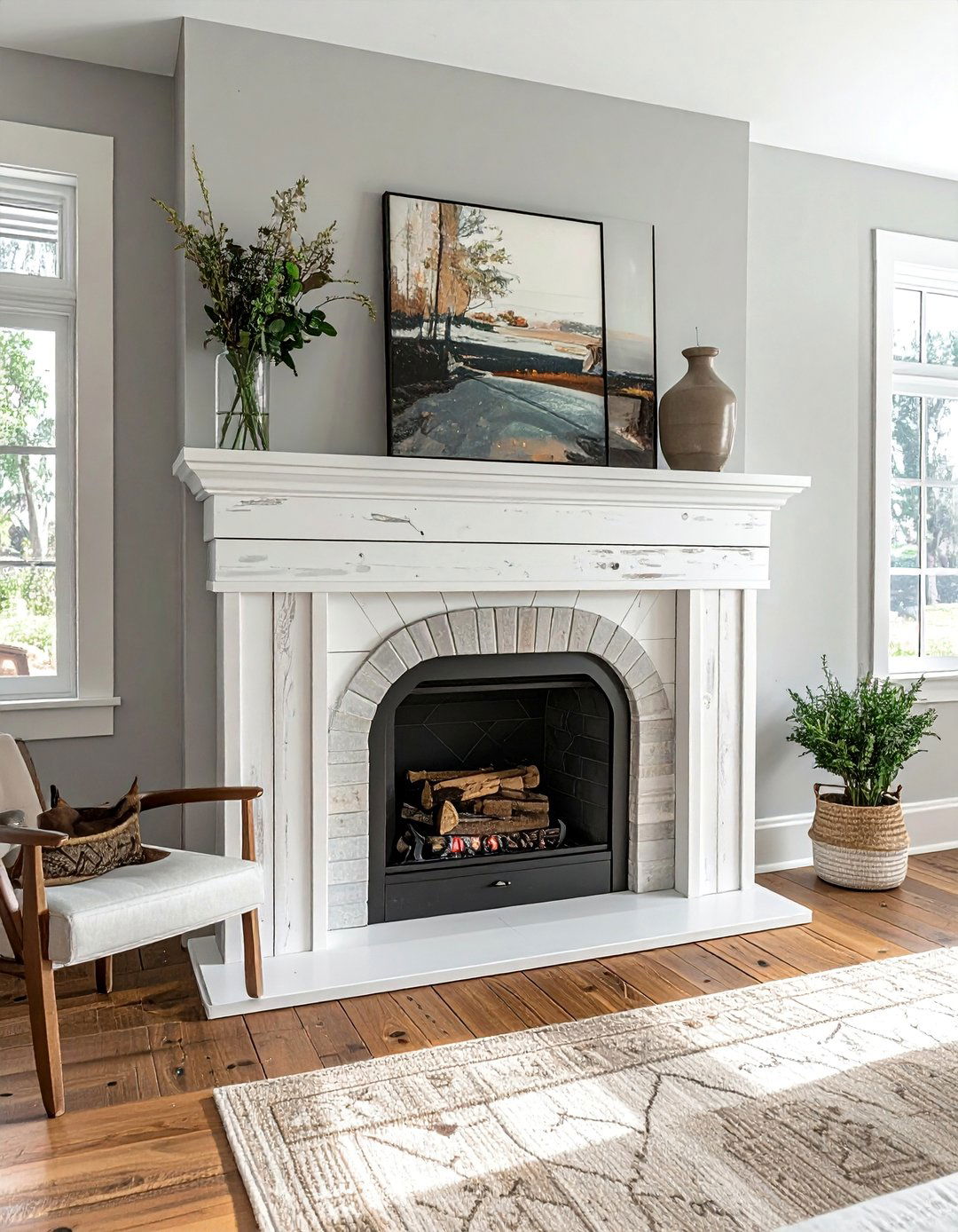 Modern Farmhouse Box Mantels - 20 Wood Fireplace Mantel Ideas for a Cozy and Rustic Ambiance