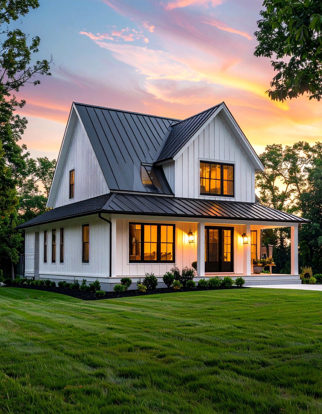 Modern Farmhouse White Siding House - 20 White Siding House Designs for a Clean and Timeless Exterior