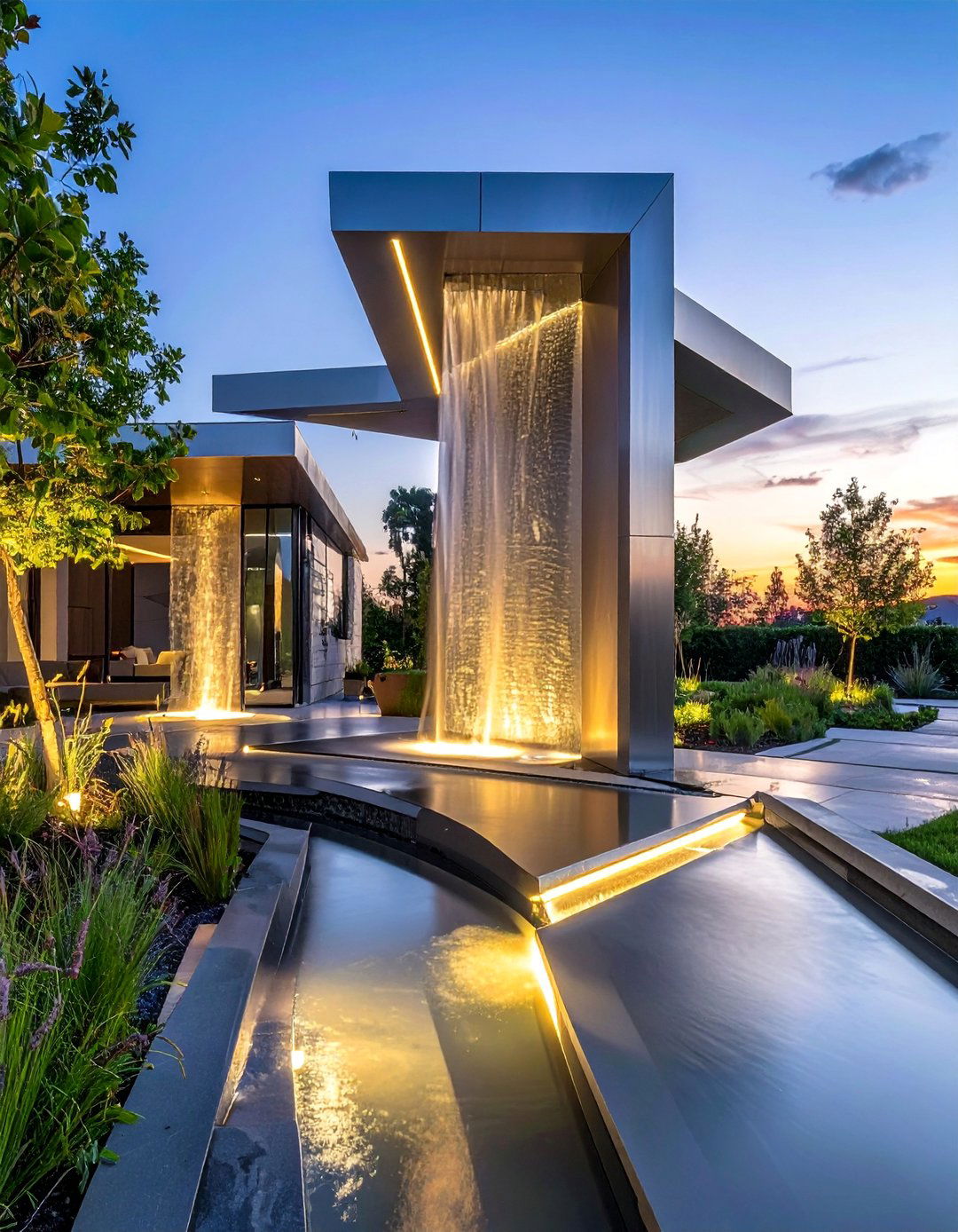 Modern Fountain Features - 15 Water Garden Ideas to Enhance Your Outdoor Space