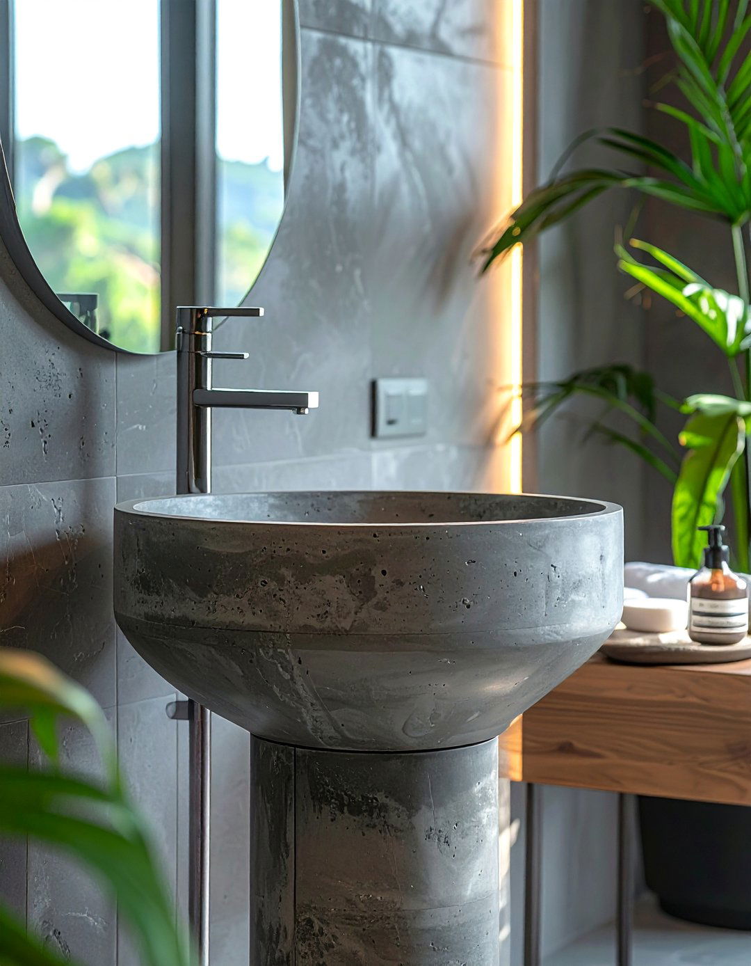 Modern Freestanding Pedestal Sink Statement - 20 Luxury Powder Room Ideas for a Chic Space