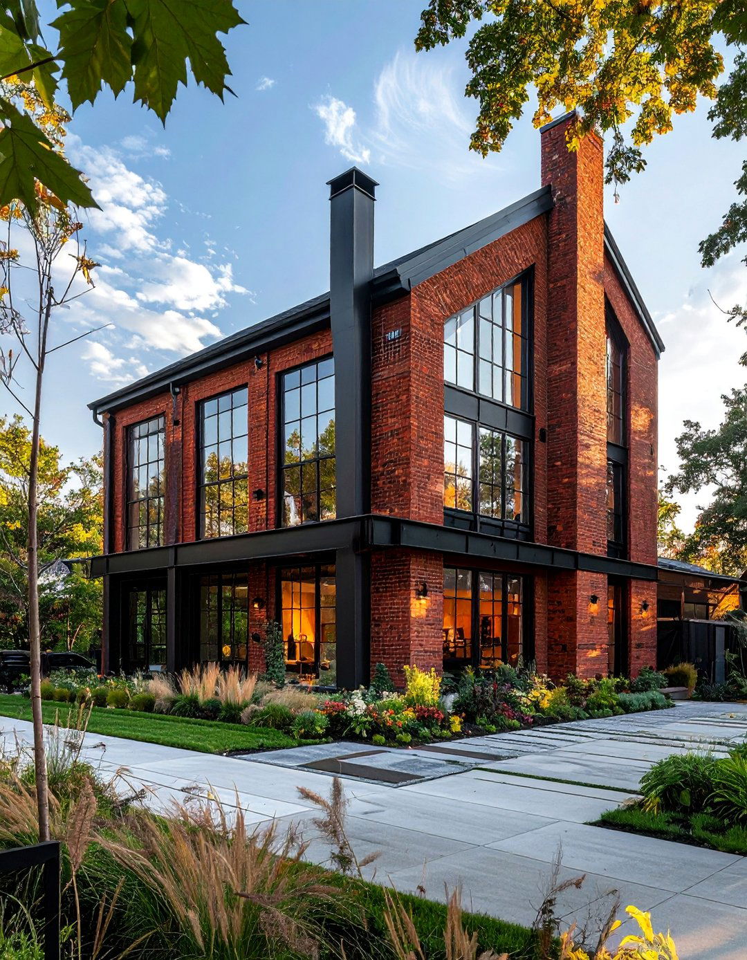 Modern Industrial Red Brick Design - 30 Red Brick Exterior Home Ideas for a Classic Appeal