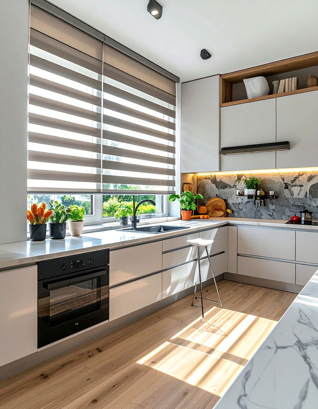 Modern Layered Zebra Shade Designs - 15 Kitchen Blinds Ideas to Enhance Your Window Decor