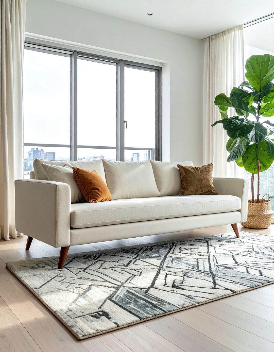 Modern Loveseat with Floor to Ceiling Windows - 20 Couch in Front of Window Ideas for Bright Spaces