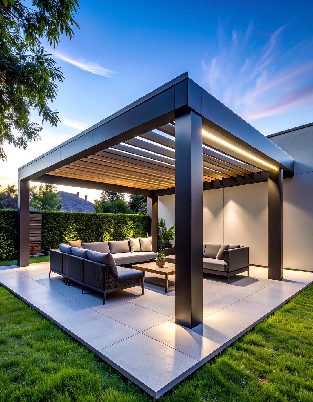 Modern Minimalist Aluminum Pergola - 40 Patio With a Pergola Ideas for Outdoor Living Spaces