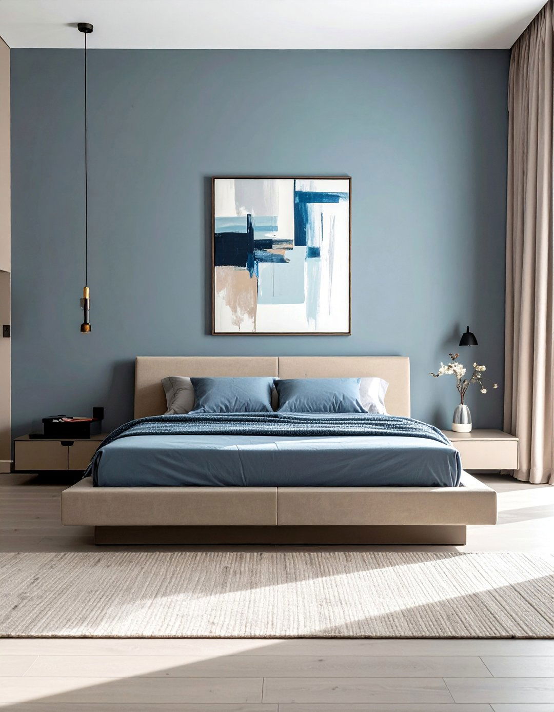 Modern Minimalist Blue and Beige Bedroom - 15 Blue and Beige Bedroom Ideas for a Calming Retreat