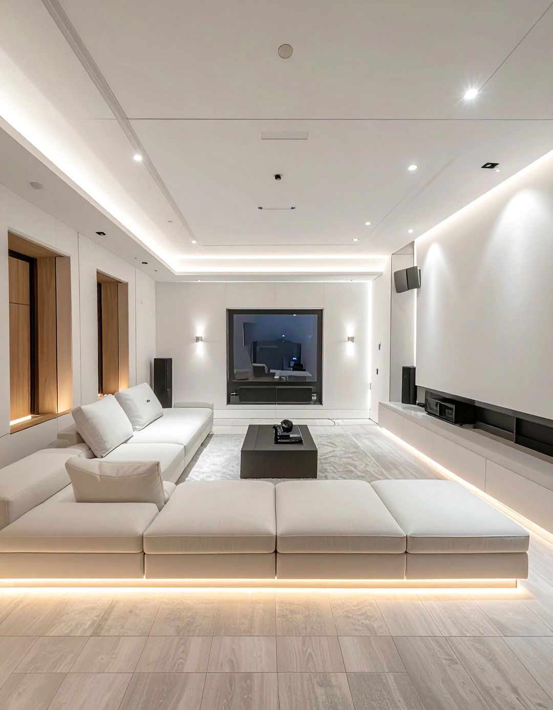 Modern Minimalist Theater - 40 Small Home Theater Ideas for Movie Nights