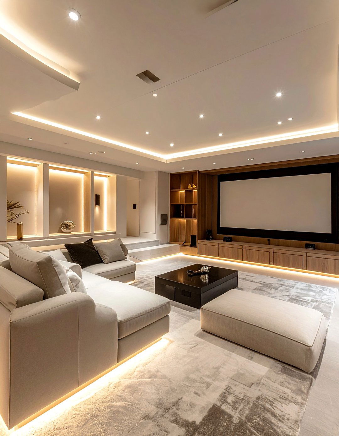 Modern Minimalist Theater - 25 Basement Home Theater Ideas for Movie Nights