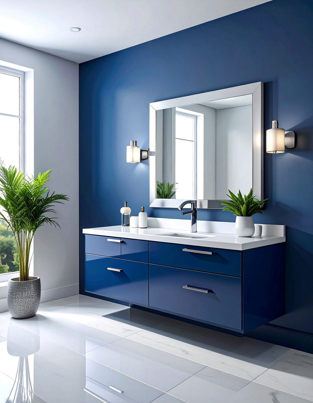 Modern Navy Blue Vanity Cabinet - 15 Navy Blue Powder Room Ideas for a Chic Space