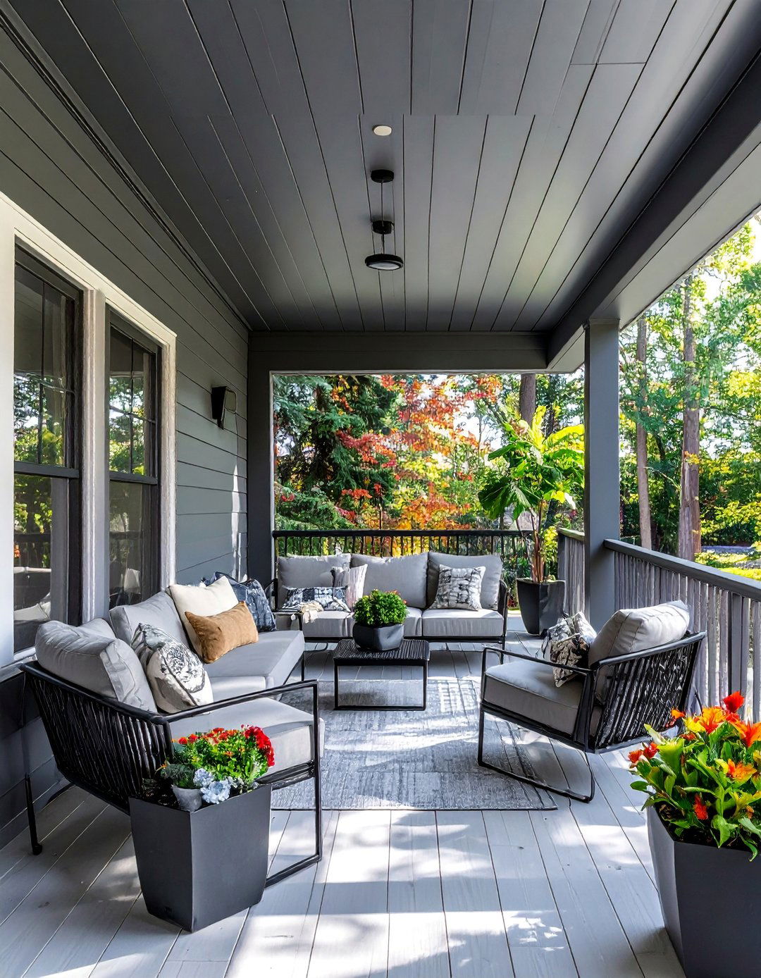 Modern Slate Gray Vinyl Porch Ceiling - 20 Vinyl Porch Ceiling Ideas to Elevate Your Outdoor Space