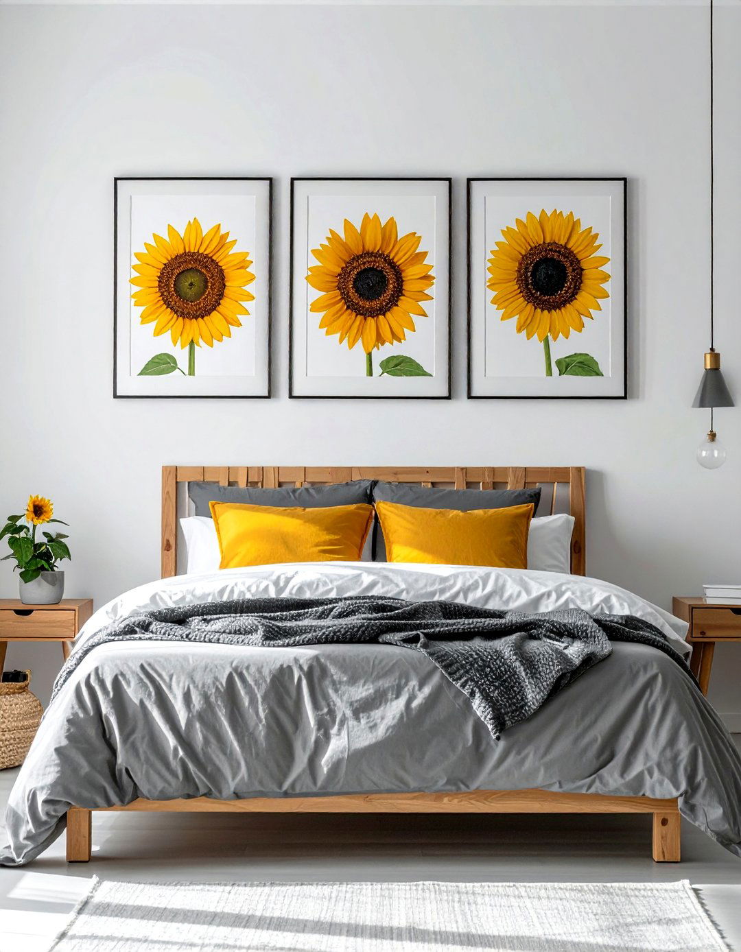 Modern Sunflower Line Art Prints - 15 Sunflower Bedroom Ideas to Brighten Your Space