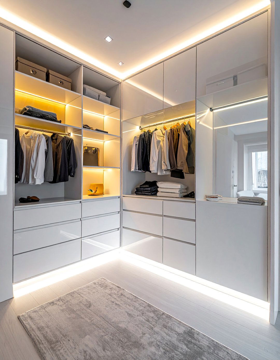 Modern White Lacquer System - 30 Open Closet Ideas for a Modern Wardrobe