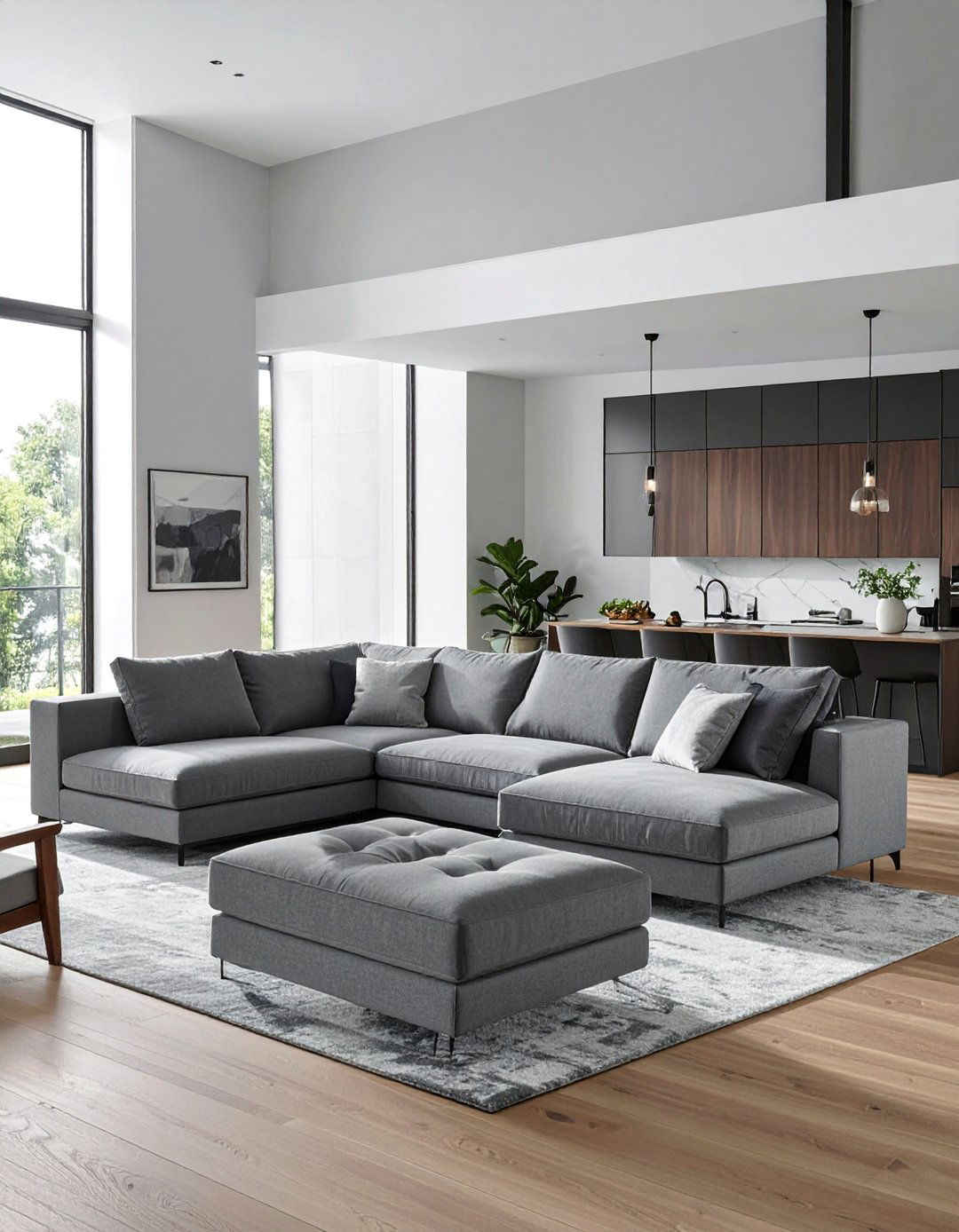 Modular Grey Sectional for Flexible Seating