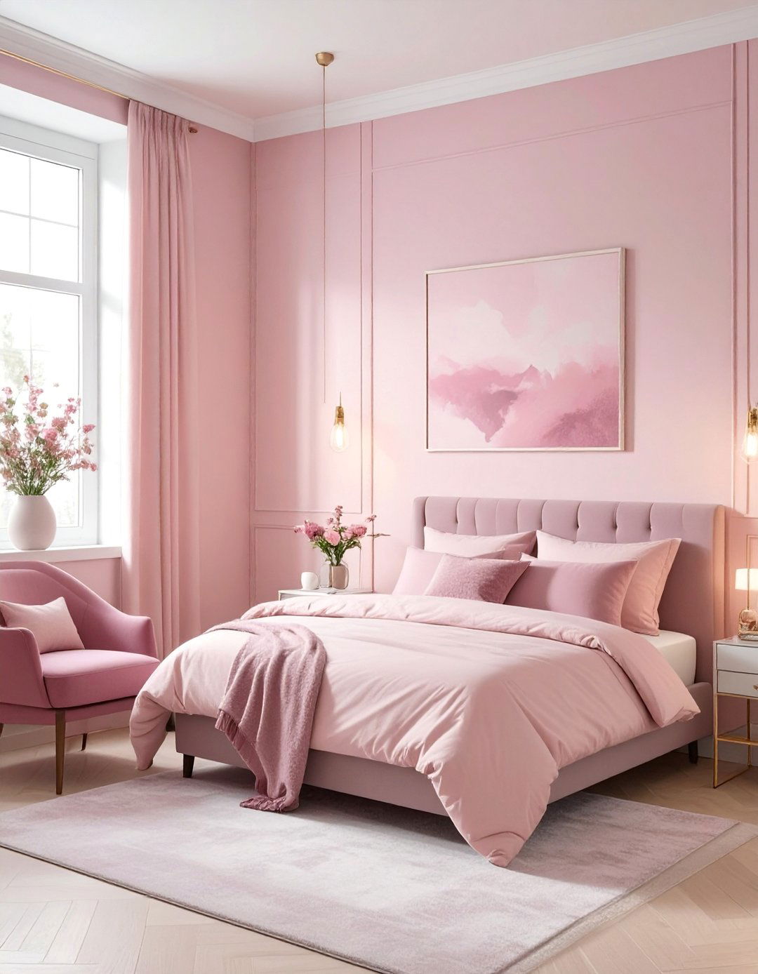 Monochromatic Blush Pink Bedroom - 15 Blush Pink Bedroom Ideas for a Soft and Romantic Space