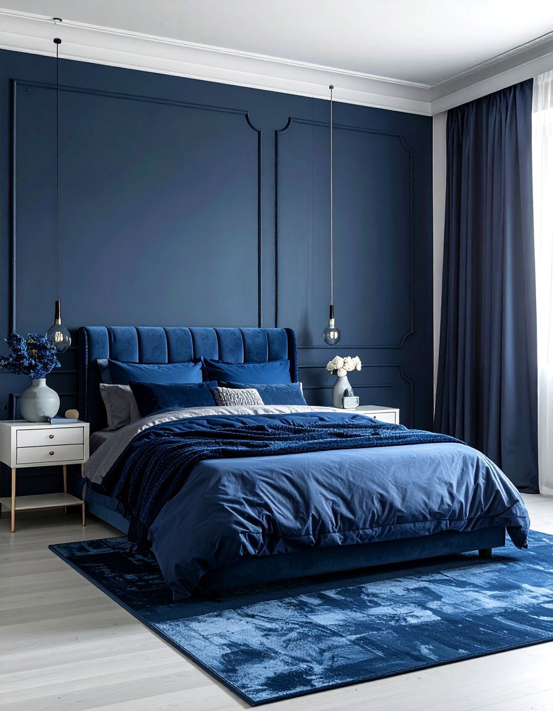 Monochromatic Dark Blue Bedroom Design - 30 Dark Blue Bedroom Ideas for a Serene and Stylish Space