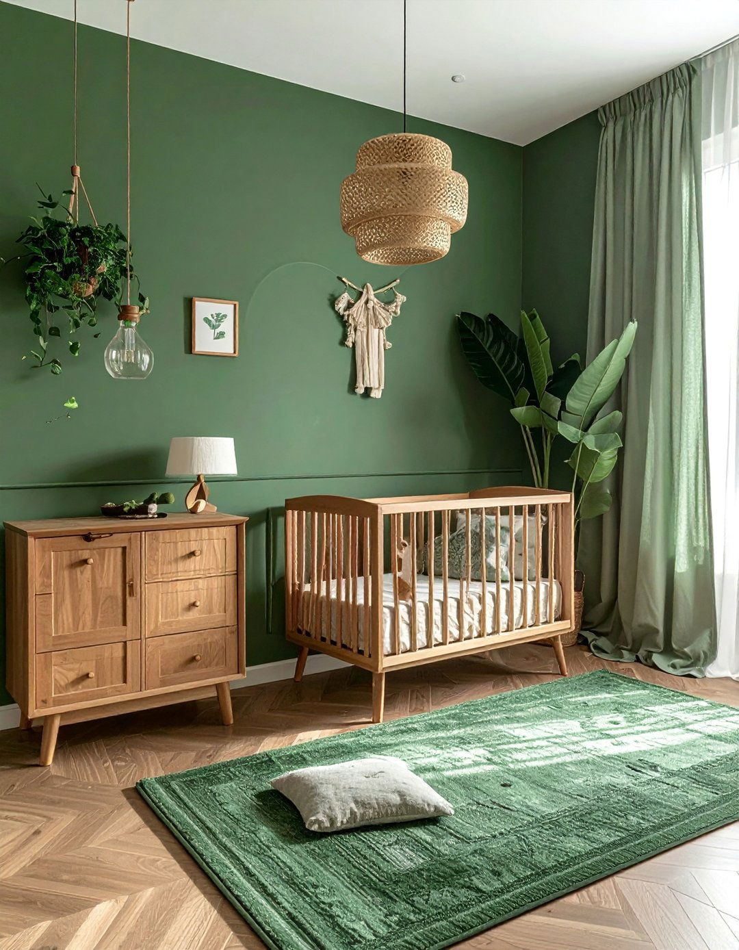 Monochromatic Green Nursery Scheme - 25 Green Nursery Ideas for a Calming and Natural Space