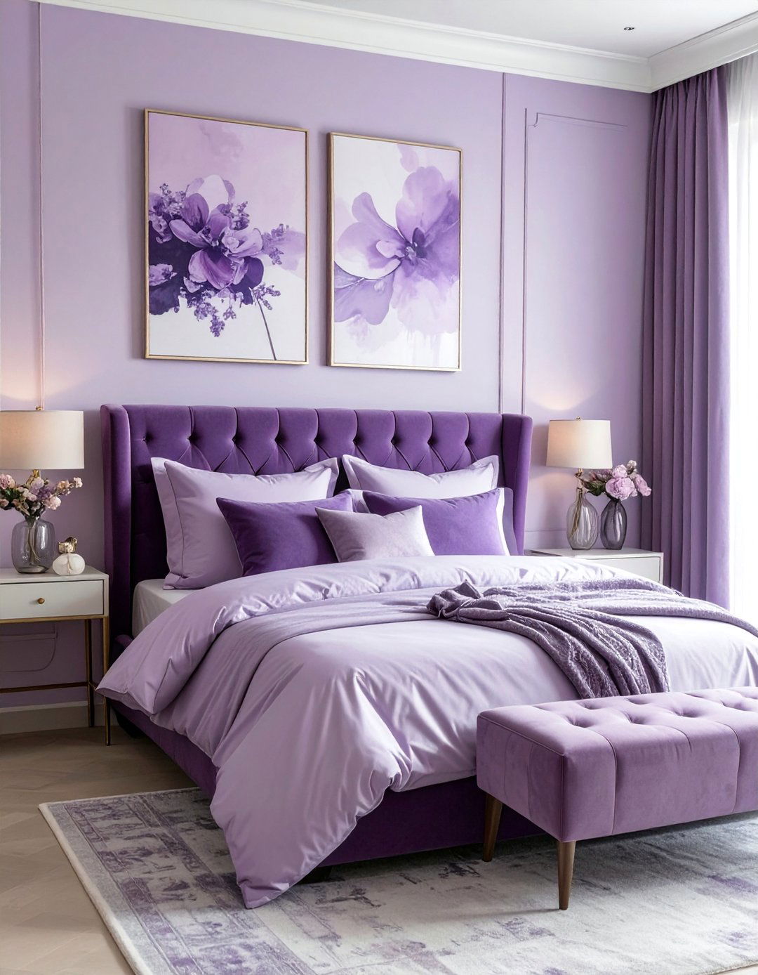Monochromatic Lilac Bedroom Design