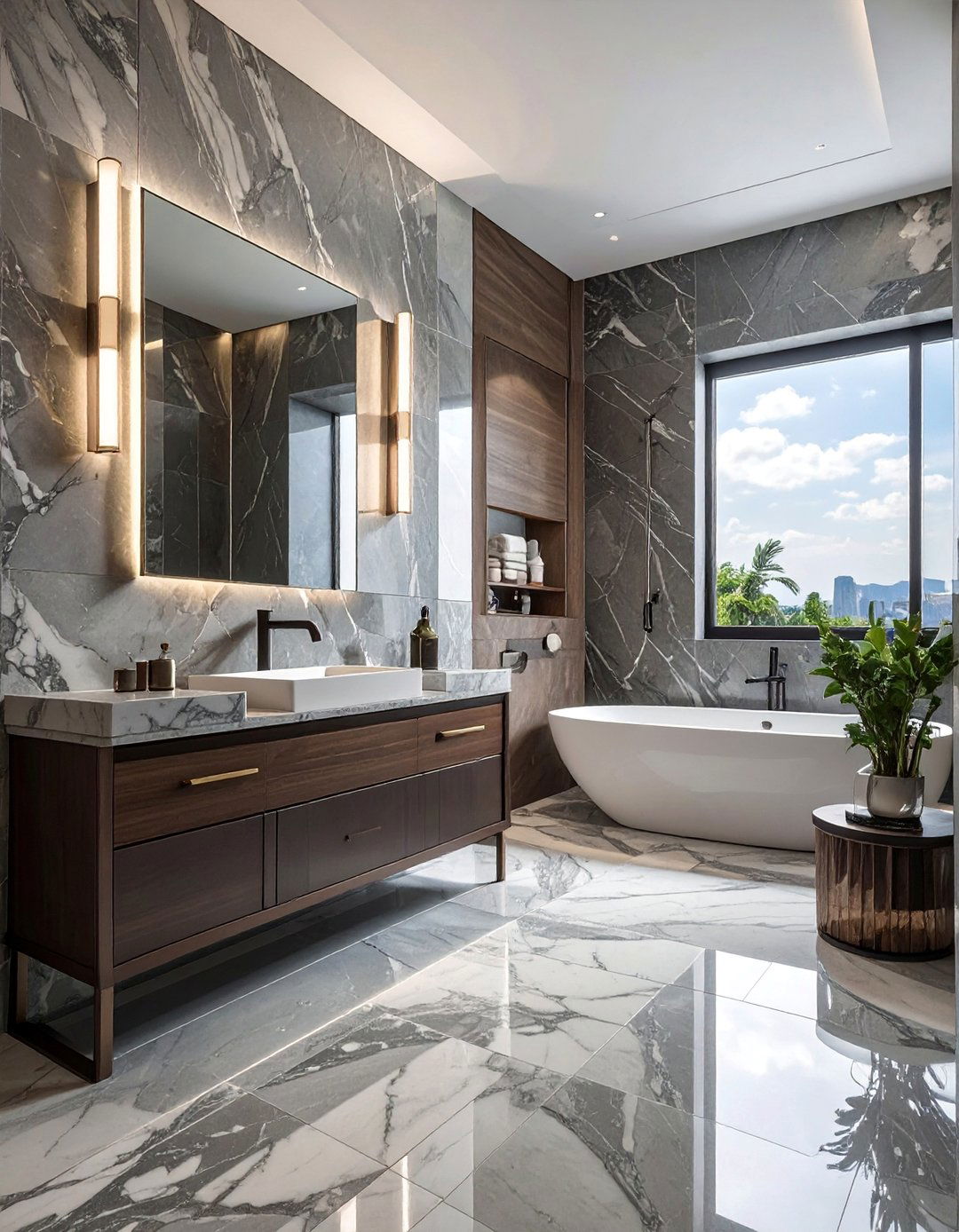 Monochromatic Marble Design - 20 Luxury Marble Bathroom Ideas for a Spa-Like Retreat