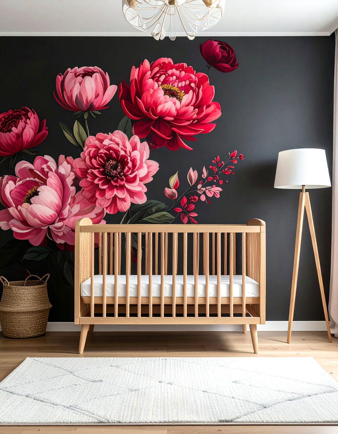 Moody Dark Floral Nursery Wallpaper - 15 Floral Nursery Ideas for a Blooming Baby Room