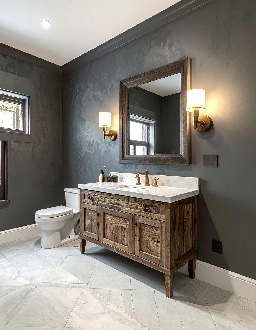 Moody Powder Room with Charcoal Limewash Walls - 20 Luxury Powder Room Ideas for a Chic Space