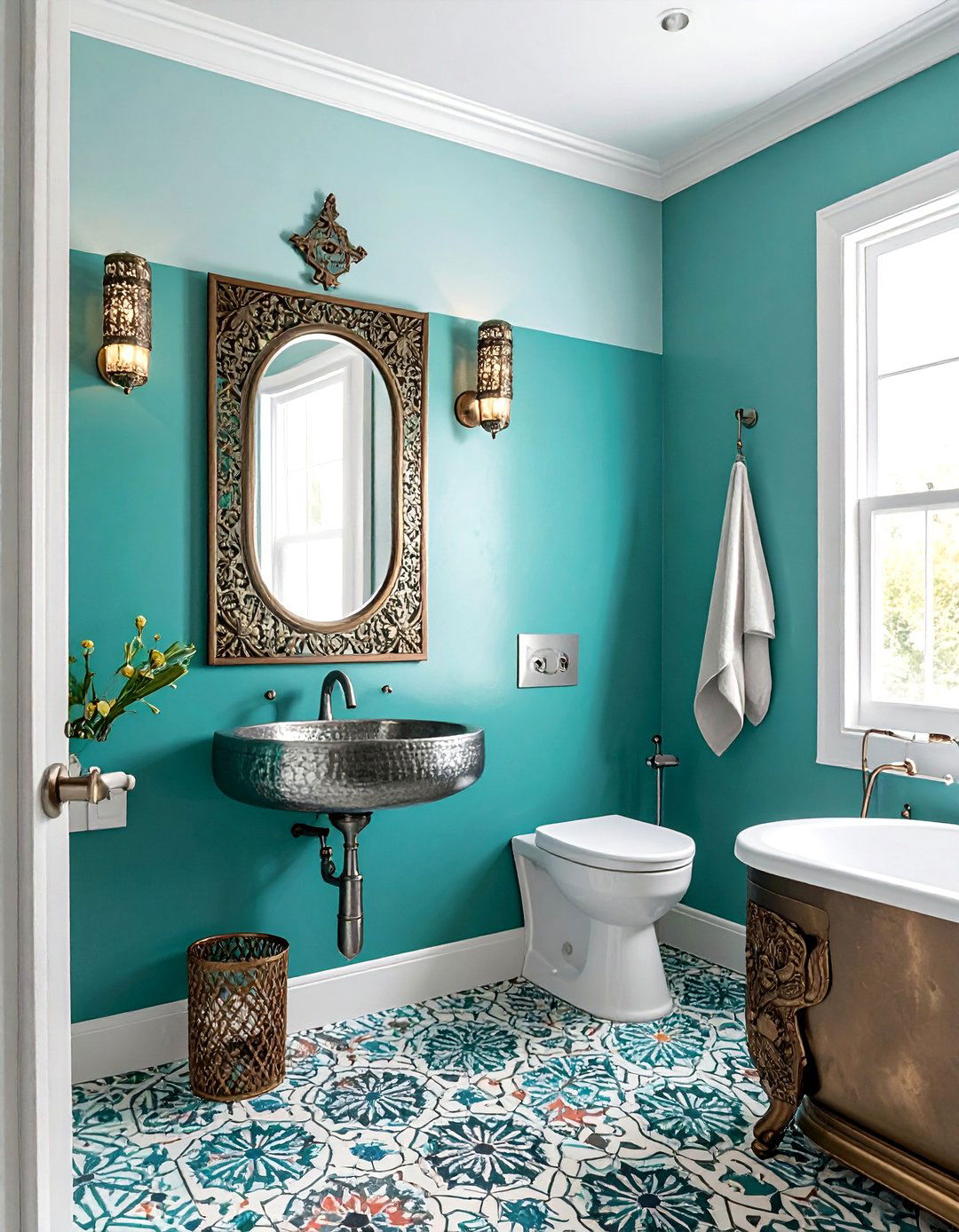 Moroccan Trellis Bathroom Wallpaper - 30 Bathroom Wallpaper Ideas for a Stylish Update