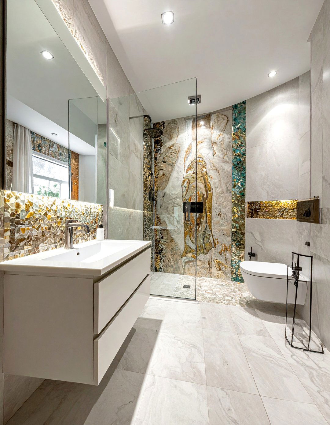 Mosaic Accent Features - 40 Elegant Primary Bathroom Ideas for a Luxurious Space