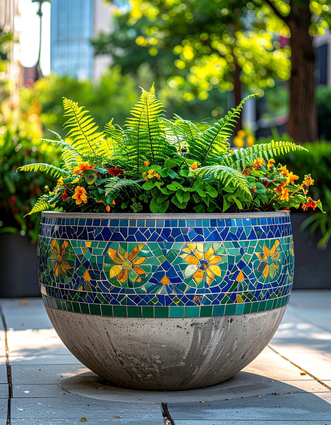 Mosaic Tile Street Planters - 20 Street Planters to Beautify Your Neighborhood