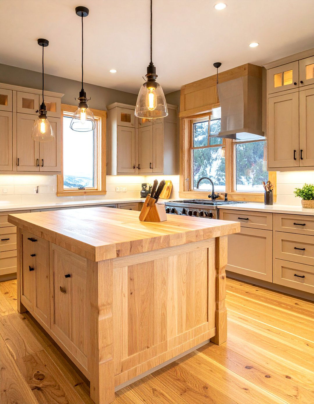Mountain House Kitchen with Butcher Block Countertops - 20 Mountain House Kitchen Ideas for a Rustic and Inviting Space