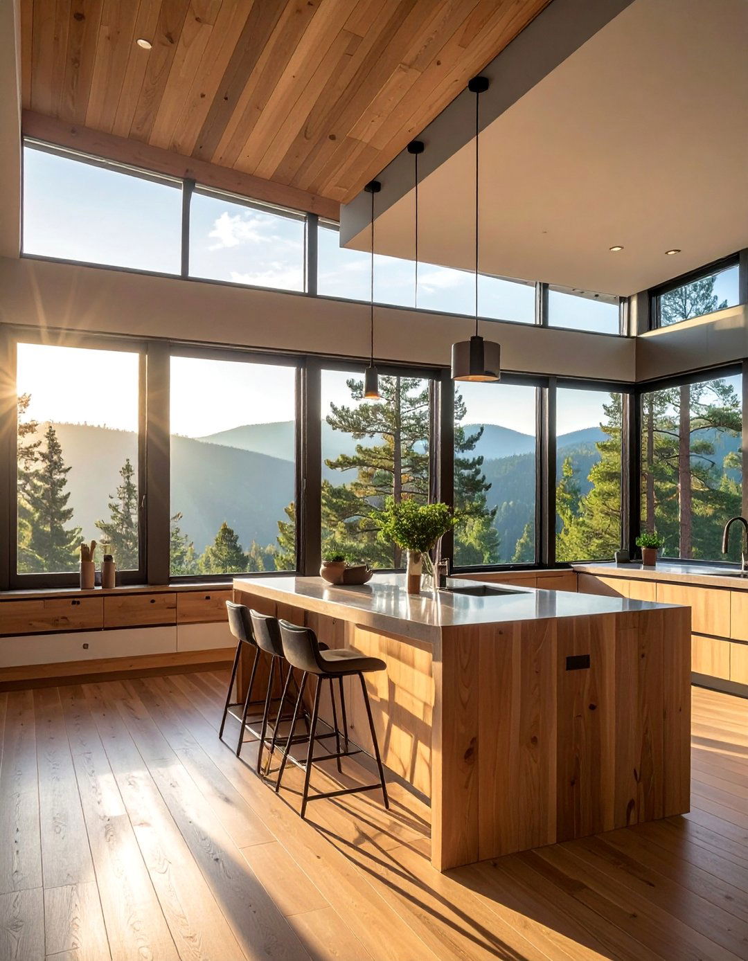 Mountain House Kitchen with Large Windows for Natural Light - 20 Mountain House Kitchen Ideas for a Rustic and Inviting Space