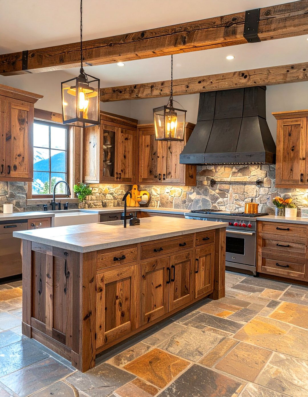 Mountain House Kitchen with Reclaimed Wood Cabinetry - 20 Mountain House Kitchen Ideas for a Rustic and Inviting Space