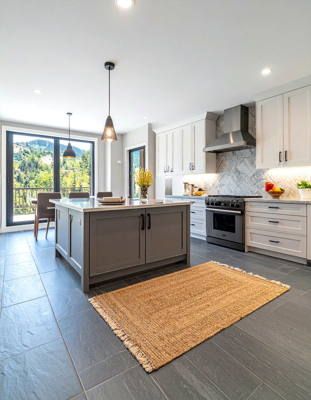 Mountain House Kitchen with Slate Flooring - 20 Mountain House Kitchen Ideas for a Rustic and Inviting Space
