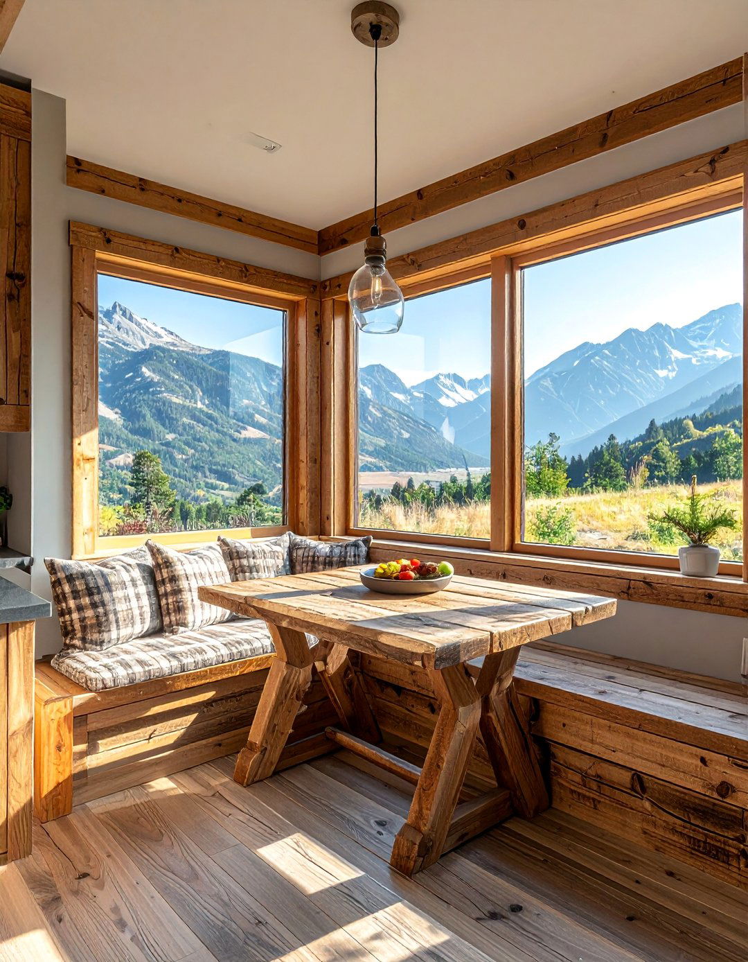 Mountain House Kitchen with a Built In Breakfast Nook - 20 Mountain House Kitchen Ideas for a Rustic and Inviting Space