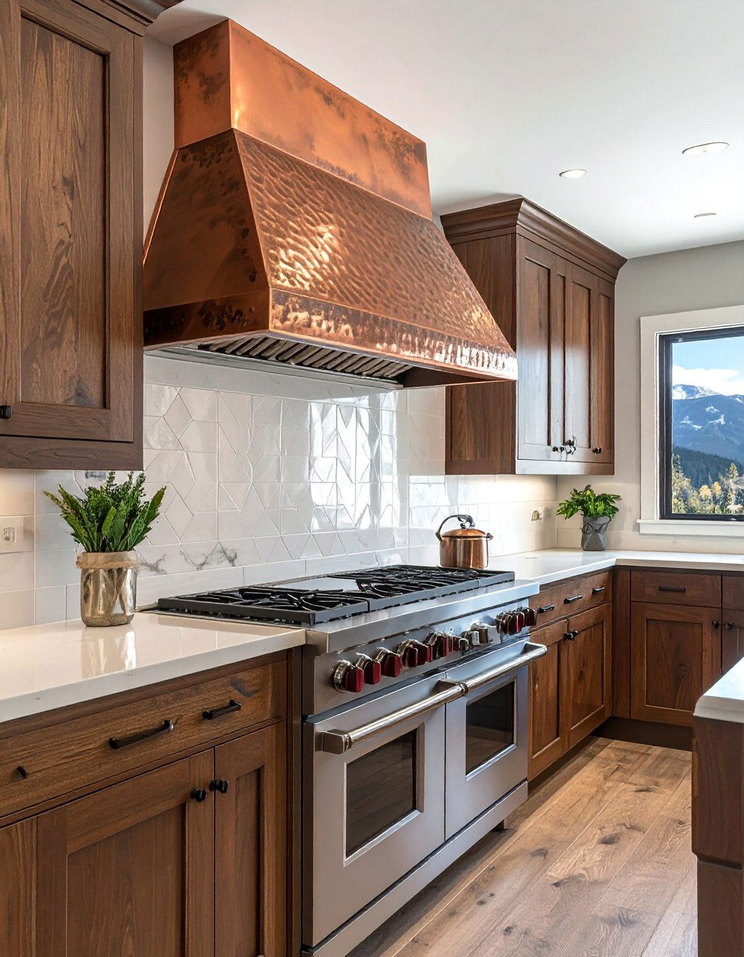Mountain House Kitchen with a Copper Range Hood - 20 Mountain House Kitchen Ideas for a Rustic and Inviting Space